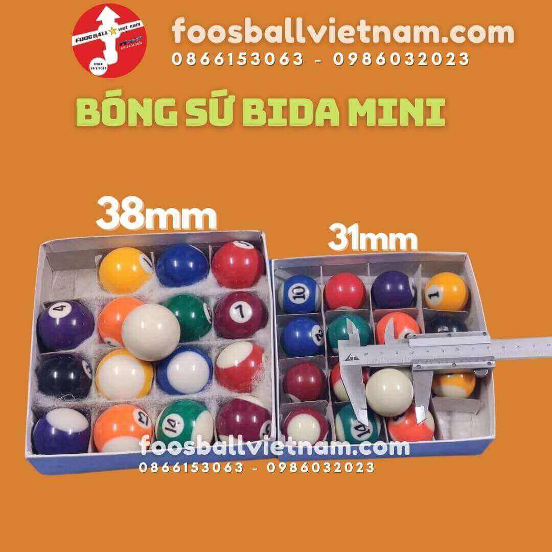 Bộ 16 bóng cho bàn bi-a bida mini bằng sứ thật 11 Bóng sứ bida mini 31 & 38 mm