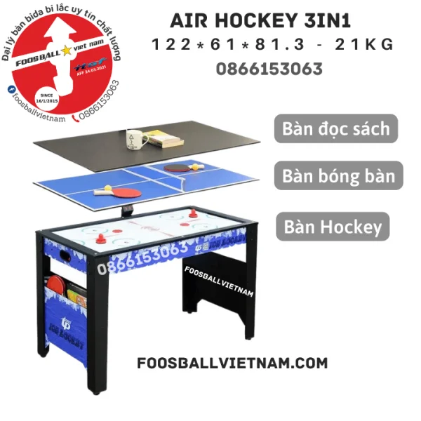 Bàn chơi khúc Côn Cầu Hockey, bàn bóng bàn, bàn đọc sách 3in1 