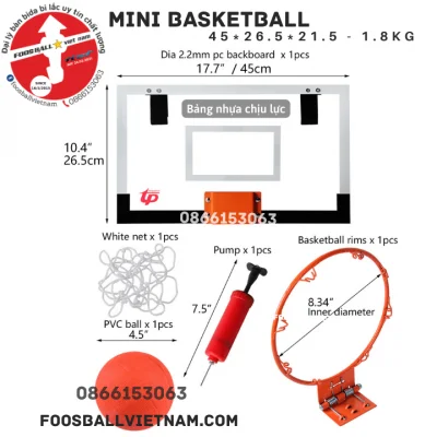 Bảng bóng rổ basketball mini gắn tường 