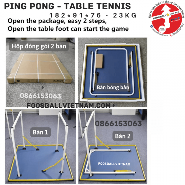 Bàn bóng bàn - Ping pong - table tennis 182*91*76 - 23kg