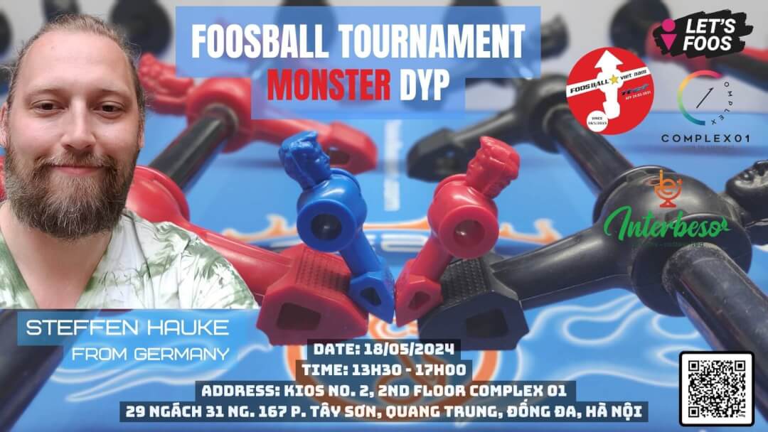 Giải đấu bi lắc Foosball Vietnam Tournament Monster DYP with Steffen Hauke from Germany